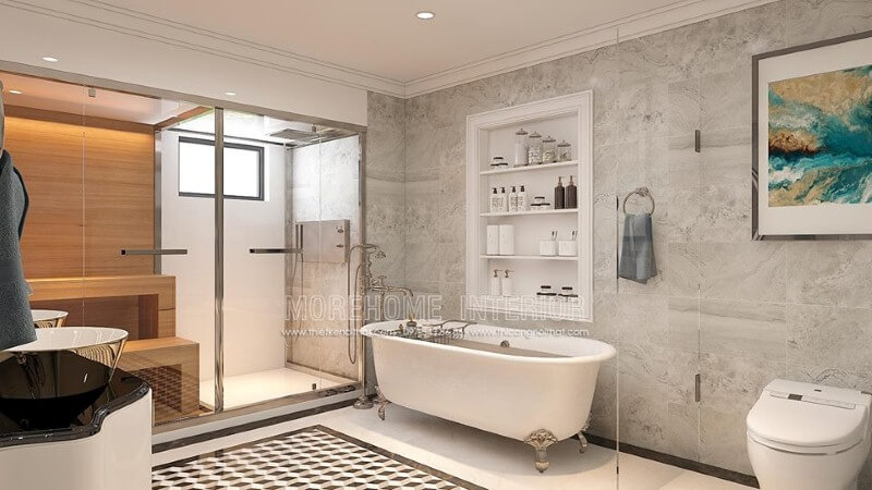 Trang trí nội thất phòng tắm cao cấp có bồn đẹp, sang trọng. thiết kế biệt thự