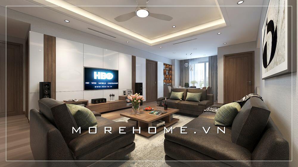 Thiết kế phòng khách hiện đại với nội thất sofa bọc da cao cấp mang đến sự ấm cúng, sang trọng cho căn phòng Thiết kế biệt thự