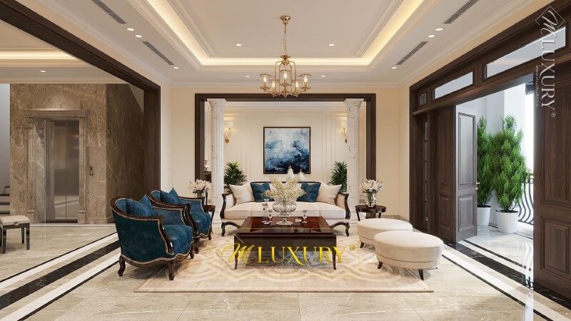 Bố trí nội thất phòng khách biệt thự cao cấp, sang trọng thiết kế biệt thự