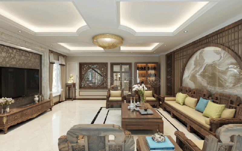 Bố trí nội thất phòng khách sang trọng đẳng cấp tại biệt thự Riverside Nguyễn Duy Trinh Quận 2, Tp. Hồ Chí Minh. thiết kế biệt thự