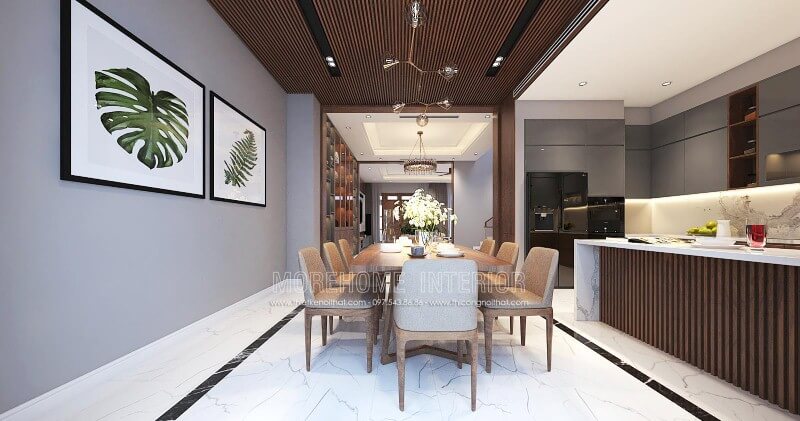 Bộ bàn ghế ăn 8 ghế gỗ óc chó cao cấp cùng chất liệu nệm bọc êm ái được thiết kế tối giản giúp không gian trở nên thông thoáng nhưng không kém phần hiện đại, sang trọng. Thiết kế biệt thự